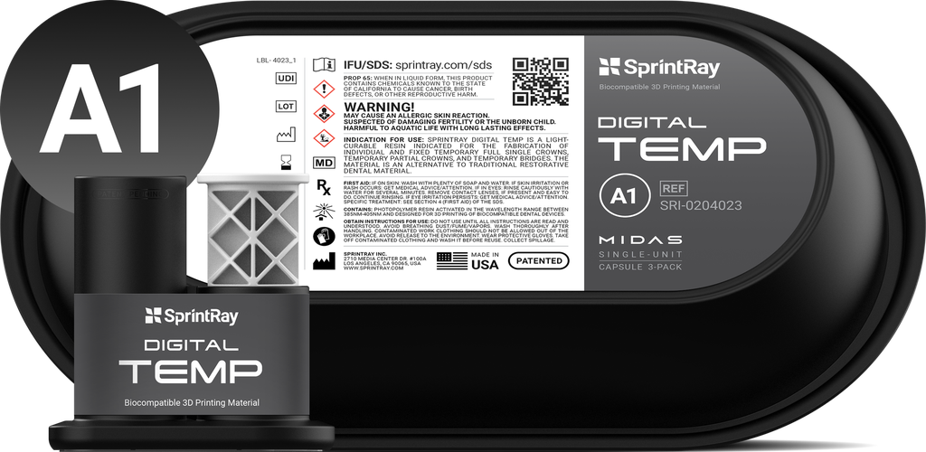Resina ceramic crown temporal A1 para Sprintray Midas