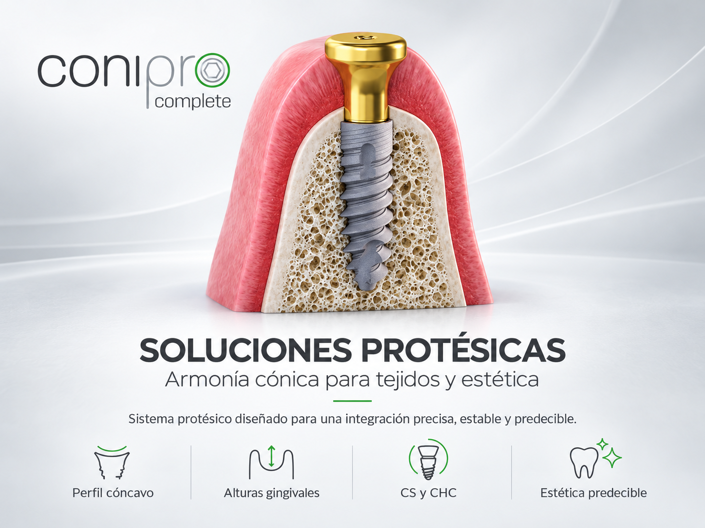 Filosofía ConiPro Complete y conexión cónica de Alpha-Bio Tec.