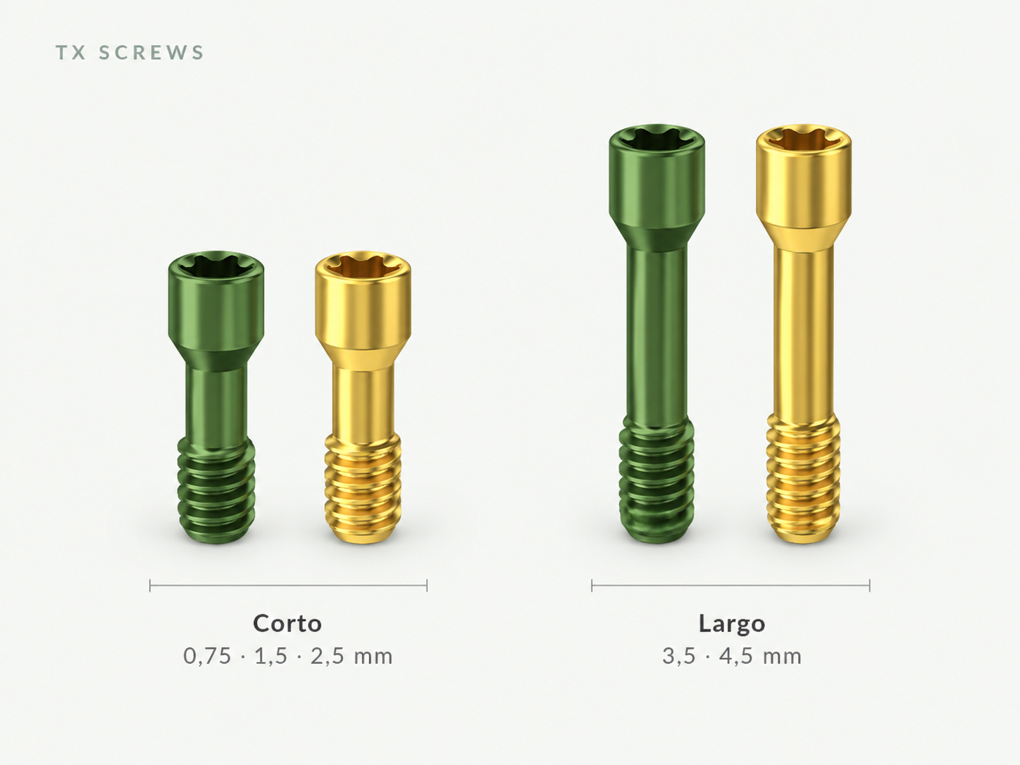 Tornillos TX corto y largo para Alpha Base